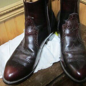 Mens Road Wolf burgundy mid calf almond toe side zip Biker Boots 10 Wide